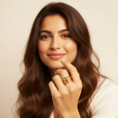 Gold Multi Row Orbit Adjustable Ring LR10135