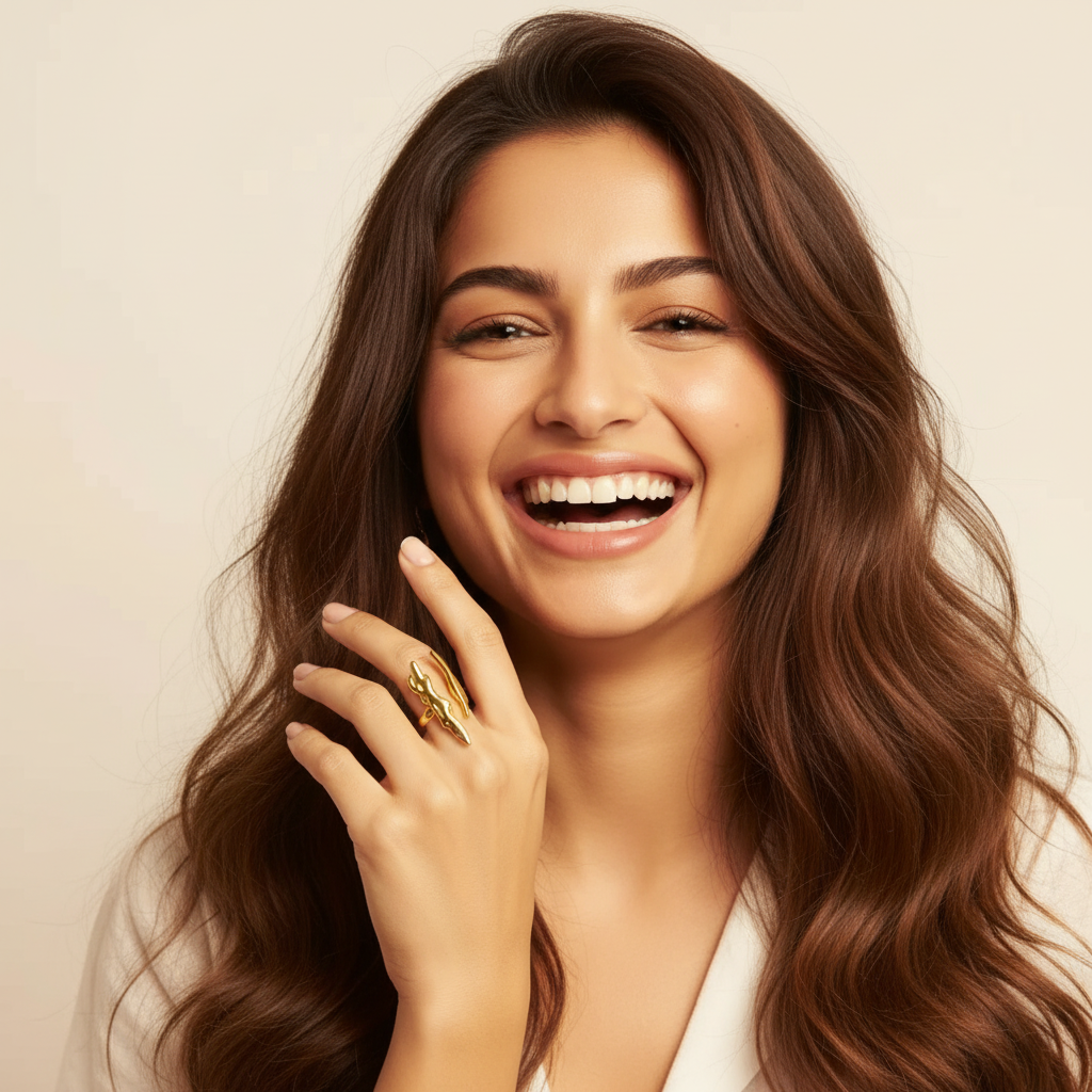 Molten Wave Stud Earrings in Gold LR10179