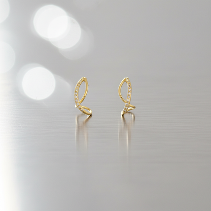 Gold Infinity Twist Earrings – Delicate Crystal-Studded Modern Design LE10343