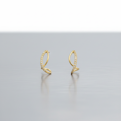 Gold Infinity Twist Earrings – Delicate Crystal-Studded Modern Design LE10343