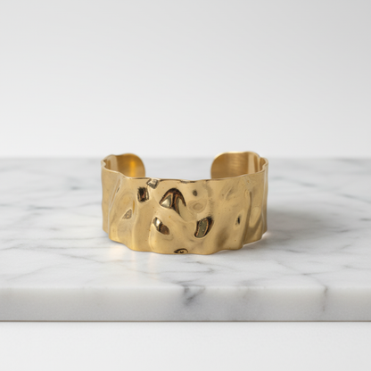 Hammered Gold Cuff Bracelet – Bold Textured Statement Jewelry LB10202