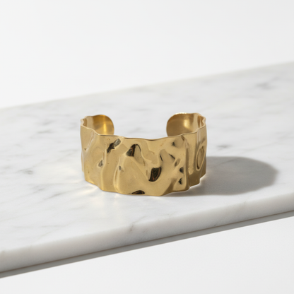 Hammered Gold Cuff Bracelet – Bold Textured Statement Jewelry LB10202