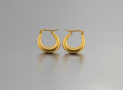 Matte Gold Hoop Earrings – Minimal Crescent Design for Everyday Sophistication LE10316