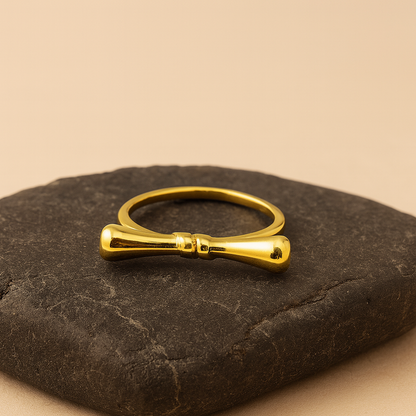 Minimal Dumbbell Bar Ring in Gold LR10175