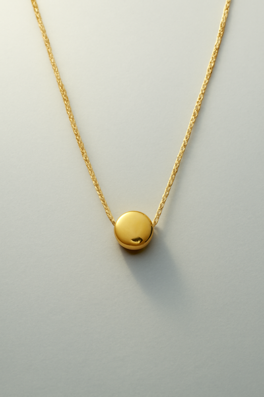 Minimalist Gold Disc Necklace Gold Vermeil Polished Round Pendant  Modern Everyday Jewelry LN10119