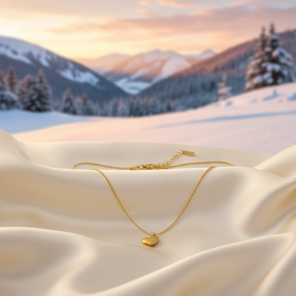 Minimalist Gold Heart Charm Necklace | Everyday Dainty Layering Jewellery LN10330