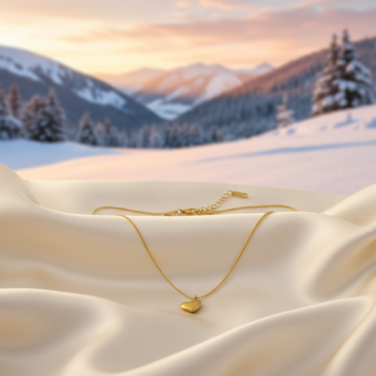 Minimalist Gold Heart Charm Necklace | Everyday Dainty Layering Jewellery LN10330
