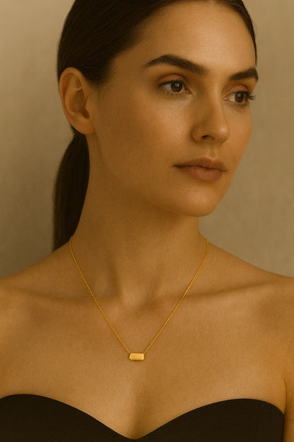 Minimalist Gold Twisted Bar Pendant Necklace – DaintyGold Vermeil Everyday Jewelry LN10136