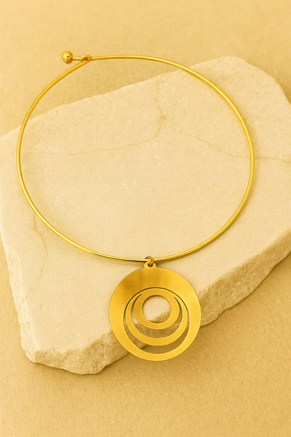 Modern Gold Circle Pendant Necklace | Minimalist Geometric Women’s Jewelry LN10213