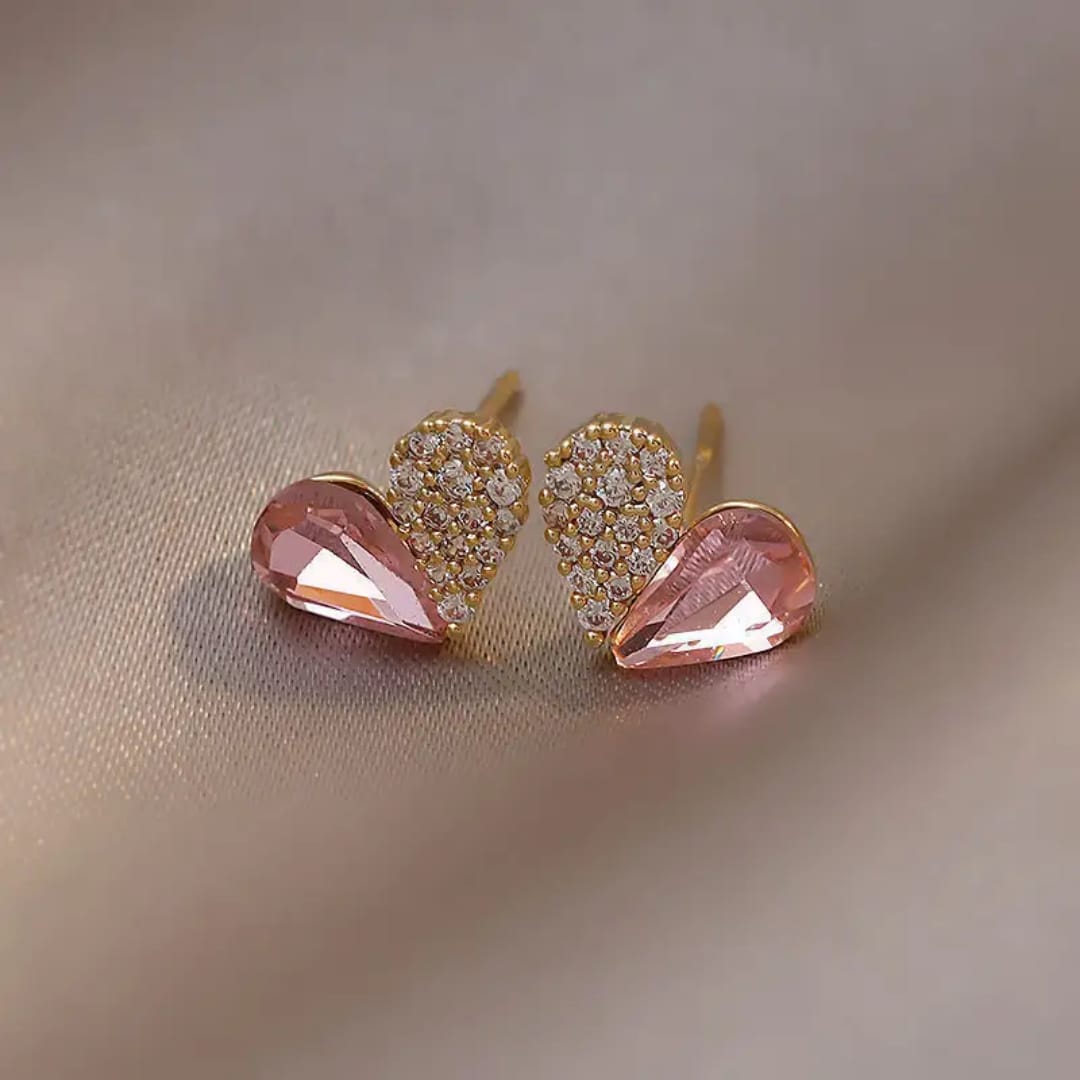Pink Teardrop CZ Stud Earrings LE10197