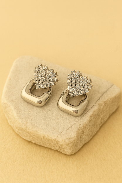 Silver Heart Link Earrings LE10167