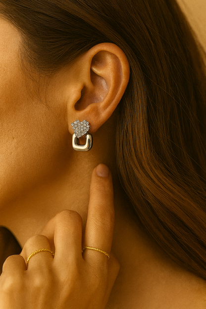 Silver Heart Link Earrings LE10167