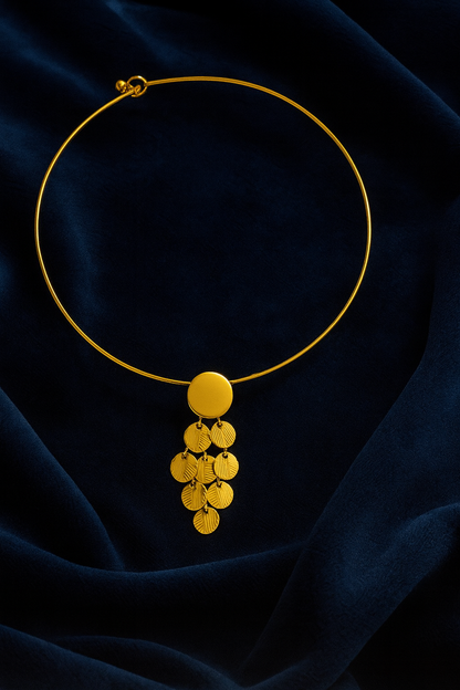 Statement Gold Choker Necklace with Layered Coin Charms – Bold Modern Jewelry LN10137