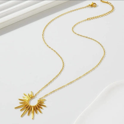 Sunburst Gold Necklace – Radiant Statement Pendant for Women LN10323