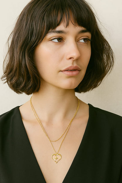 Sunkissed Heart Glow Necklace Gold Vermeil Heart Pendant with Mother of Pearl LN10101